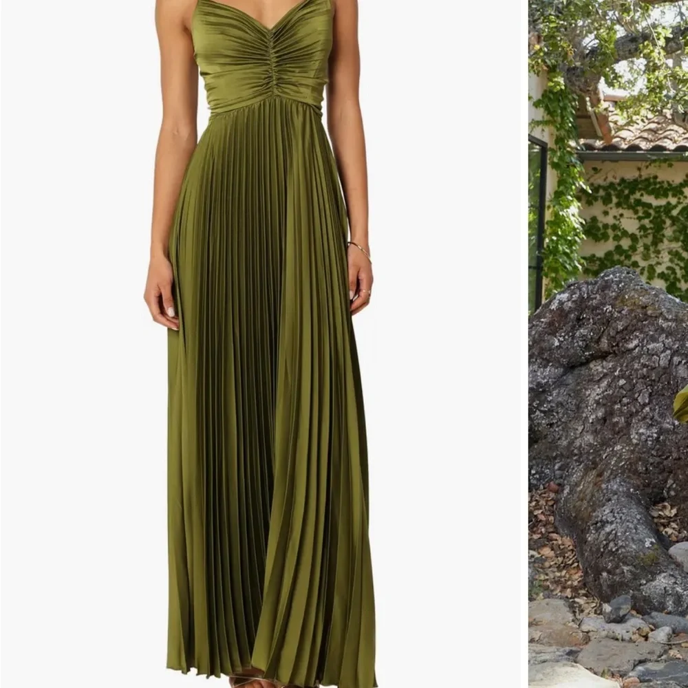 Petal & Pup Olive Pleated Maxi Dress - Picture 1 of 4